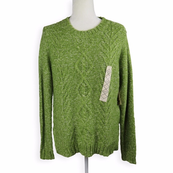 St. John's Bay Crewneck Green Cotton Blend sweater - Picture 1 of 7